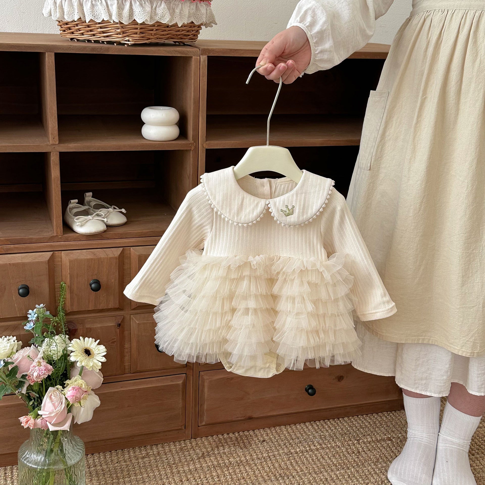 Summer Arrival Baby Girls Short Sleeves Turn-down Collar Ruffle Tulle Bodysuit, MyKids-USA®, Bodysuits, MyKids-USA -  -  -  -  -  -  - .