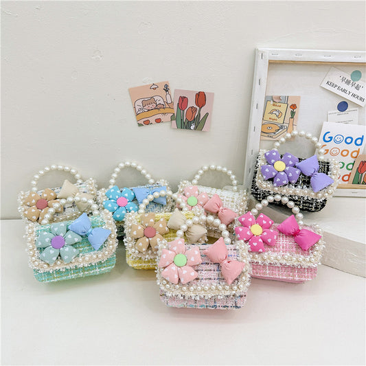 Fashionable And Versatile Carry-On Girls’ Portable 3D Flower And Bow Canvas Crossbody Handbag, MyKids-USA®, Handbags, MyKids-USA -  -  -  -  -  -  - 