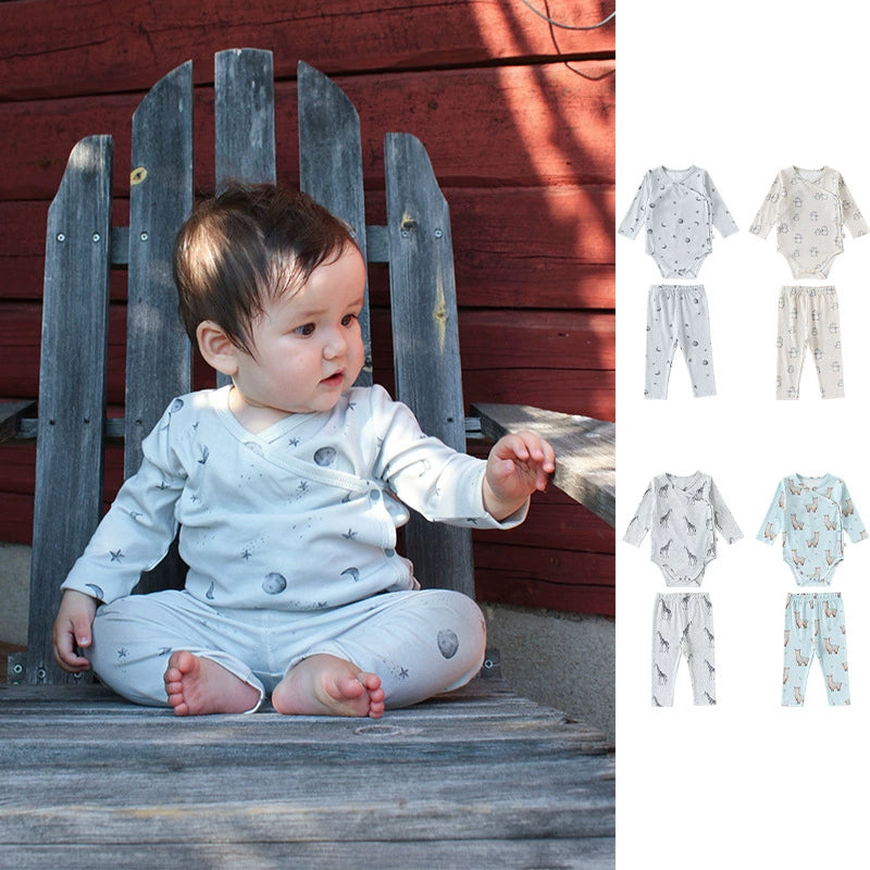 Autumn Arrival Baby Unisex Long Sleeves Casual Pattern V Neck Onesies and Pants Clothing Sets, MyKids-USA®, Baby & Toddler Outfits, MyKids-USA -  -  -  -  -  -  - 