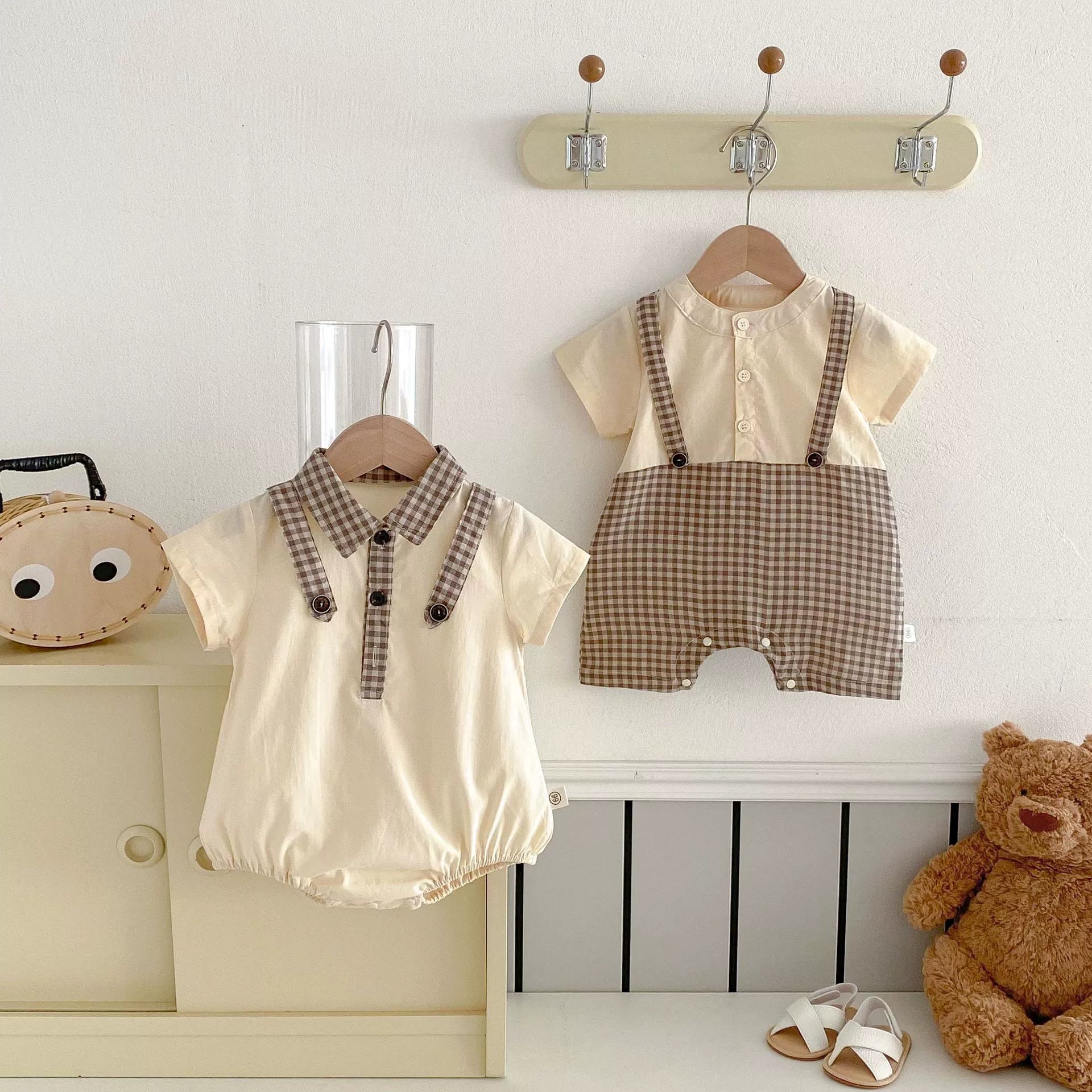 Summer Arrival Baby Unisex Casual Plaid Short Sleeves Color Patchwork bodysuit or Rompers, MyKids-USA®, Baby One-Pieces, MyKids-USA -  -  -  -  -  -  - .