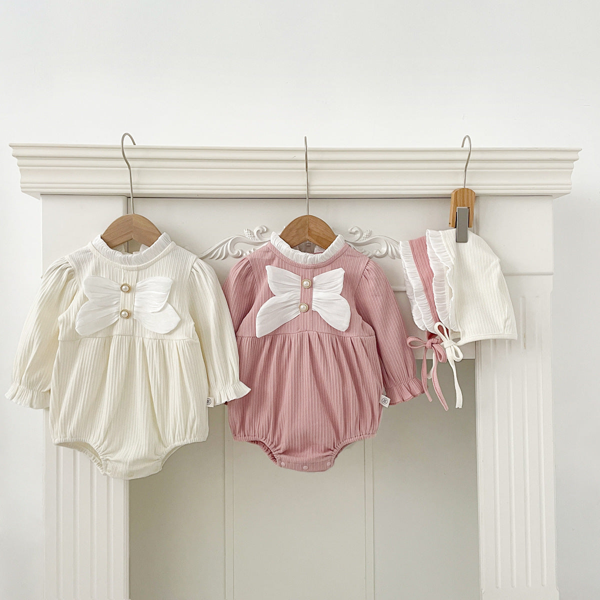 Autumn Arrival Baby Girls Long Sleeves Butterfly-bow Decorated Onesies, MyKids-USA®, Baby One-Pieces, MyKids-USA -  -  -  -  -  -  - 