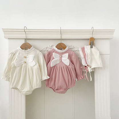 Autumn Arrival Baby Girls Long Sleeves Butterfly-bow Decorated Onesies, MyKids-USA®, Baby One-Pieces, MyKids-USA -  -  -  -  -  -  - 