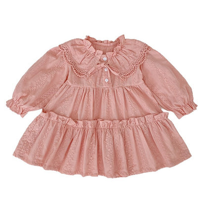 Design Autumn Floral Pattern Baby Kids Girls Bow-Tied Collar Onesies and Dress – Princess Sister Matching Set