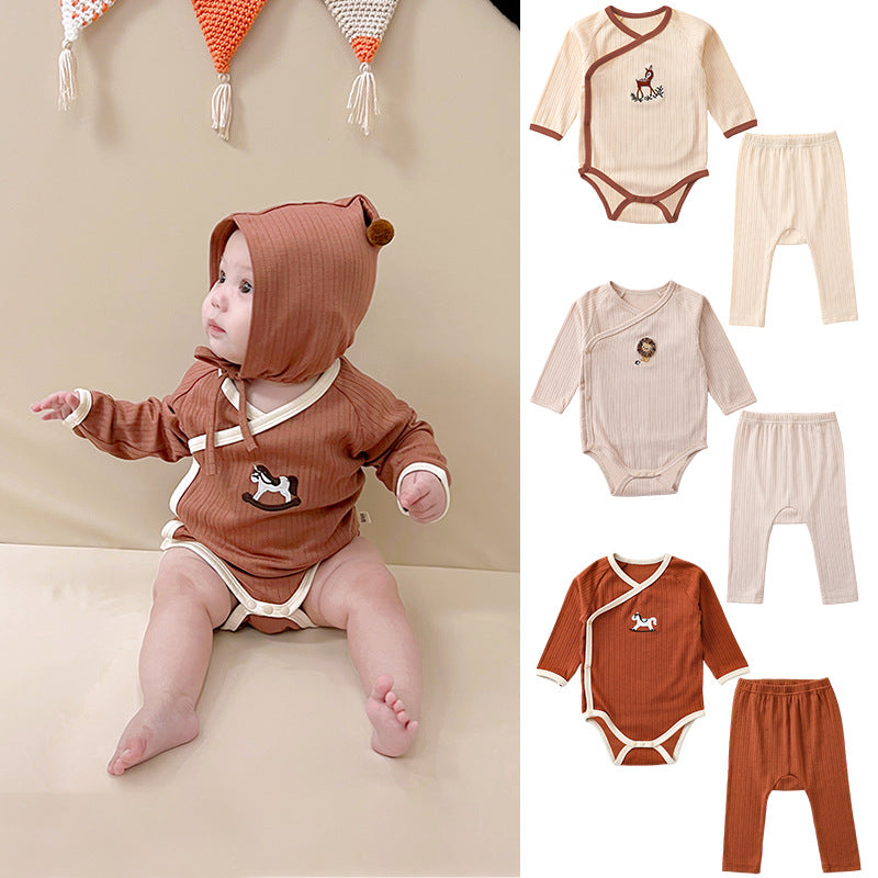Embroidered Design Onesies With Leggings Sets