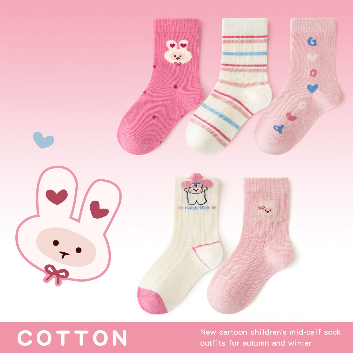 Autumn Arrival Baby Girls Breathable Cute Pattern Socks 1 Lot=5-Pair Set, MyKids-USA®, Baby & Toddler Socks & Tights, MyKids-USA - Size/Age - S (1-3Y) - Color - Light Pink -  -  - TR2509292343-H