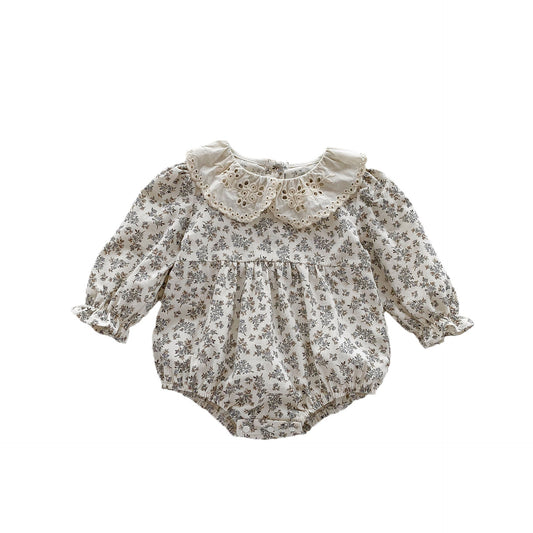 New Arrival Baby Floral Onesie For Girls With Hollow Out Collar