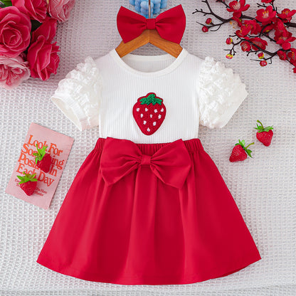 Summer Baby Kids Girls Short Sleeves Strawberry Pattern Top and Red Skirt Set, MyKids-USA®, Baby & Children's Outfits, MyKids-USA -  -  -  -  -  -  - .
