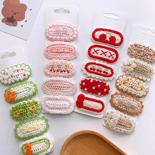 Korean-Style Versatile Knit Hair Clip With Sweet Floral Design For Girly Charm 5-Piece Set, MyKids-USA®, Hair Pins, Claws & Clips, MyKids-USA -  -  -  -  -  -  - 