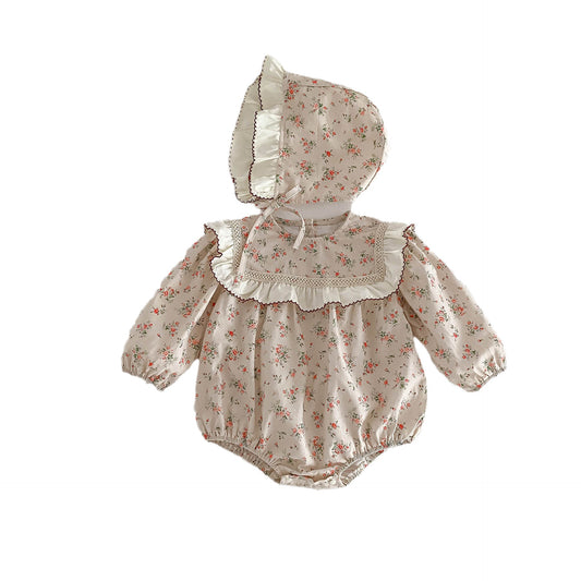 New Arrival Baby Floral Onesie For Girls With Hat
