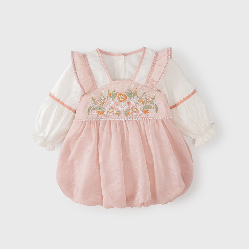 Arrival Autumn Baby Kids Girls Long Sleeves V Neck Embroidery Flowers Pattern Onesies and Dress – Princess Sister Matching Set, MyKids-USA®, Baby One-Pieces, MyKids-USA -  -  -  -  -  -  - 