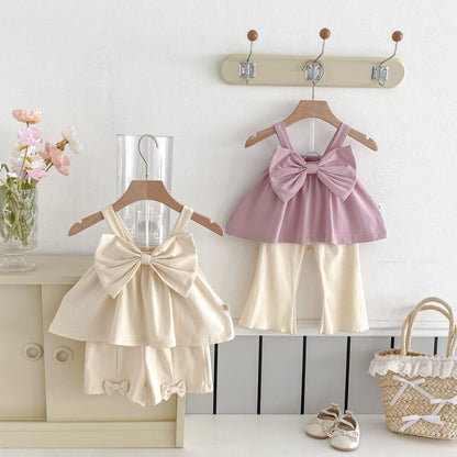 Summer Baby Kids Cute Solid Color Sleeveless Top Vest with Trousers Clothing Set for Girls, MyKids-USA®, Baby & Toddler Outfits, MyKids-USA -  -  -  -  -  -  - 