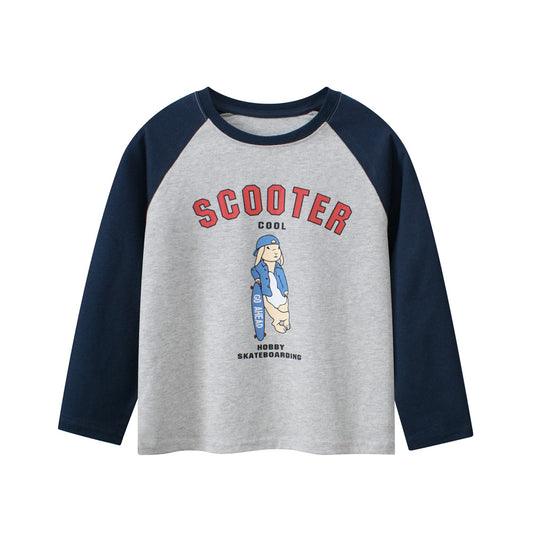 Baby Kids Boys Cartoon And Letters Printing Crew Neck Long Sleeves Pullover