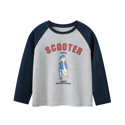 Baby Kids Boys Cartoon And Letters Printing Crew Neck Long Sleeves Pullover, MyKids-USA®, Baby & Toddler Outerwear, MyKids-USA - Size/Age - 130 (7-8Y) - Color - Grey -  -  - TR2402291537-B
