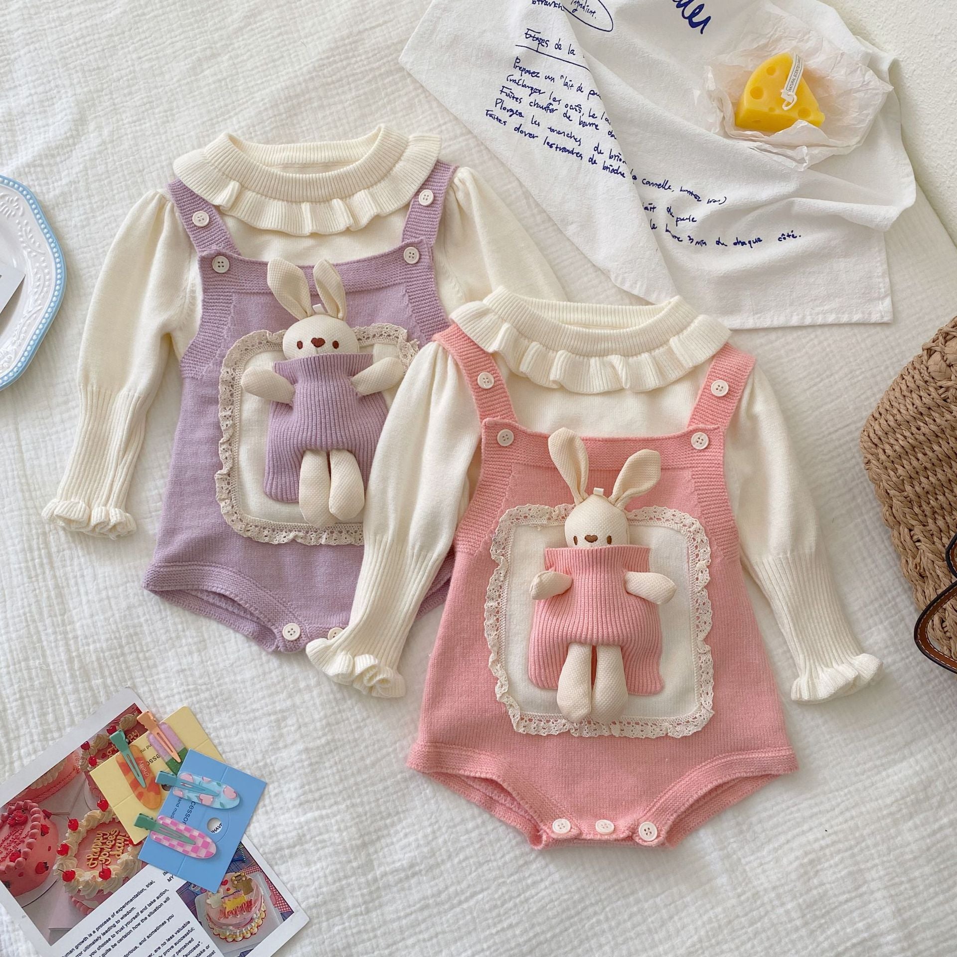 Winter and Autumn Baby Kids Girls Long Sleeves Plain Knitted Sweater and Cartoon Sleeveless Onesies Clothing Set, MyKids-USA®, Baby & Toddler Outfits, MyKids-USA -  -  -  -  -  -  - 