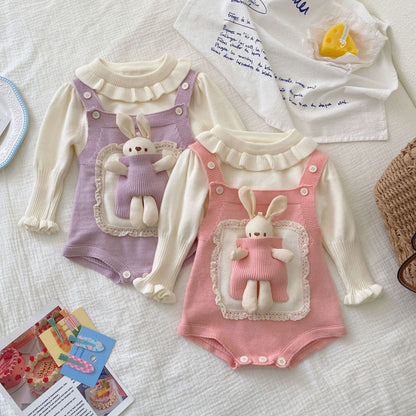 Winter and Autumn Baby Kids Girls Long Sleeves Plain Knitted Sweater and Cartoon Sleeveless Onesies Clothing Set, MyKids-USA®, Baby & Toddler Outfits, MyKids-USA -  -  -  -  -  -  - 