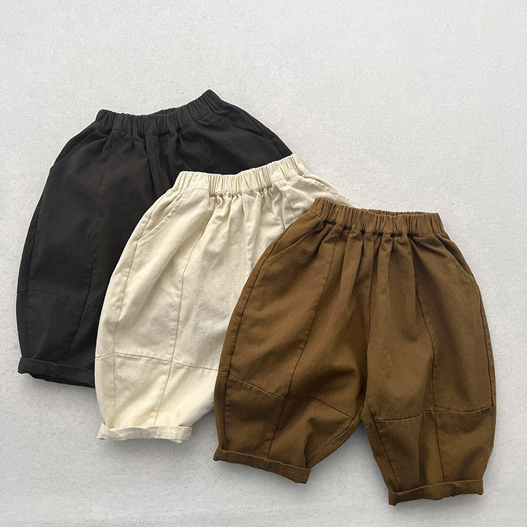 Spring New Children’s Korean Style Casual Trousers For Boys And Girls, Mountain Style Cross-Cut Seam Radish Pants