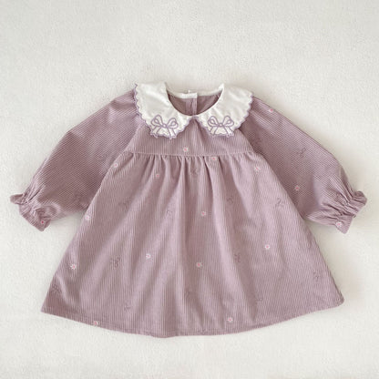 MyKids-USA® Autumn Embroidery Pattern Baby Kids Girls Princess Long Sleeves Dress