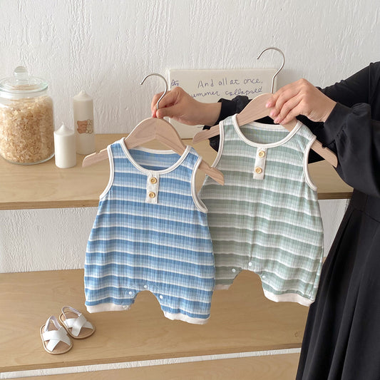 Summer Arrival Baby Unisex Casual Striped Sleeveless Rompers, MyKids-USA®, Baby One-Pieces, MyKids-USA -  -  -  -  -  -  - .