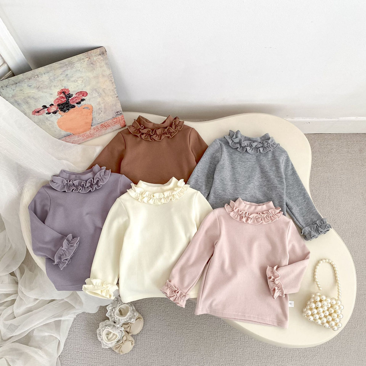 MyKids-USA® Baby Kids Girls Solid Color Turtle Neck Long Sleeves Top