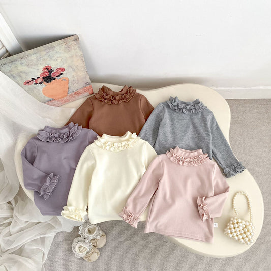 MyKids-USA® Baby Kids Girls Solid Color Turtle Neck Long Sleeves Top
