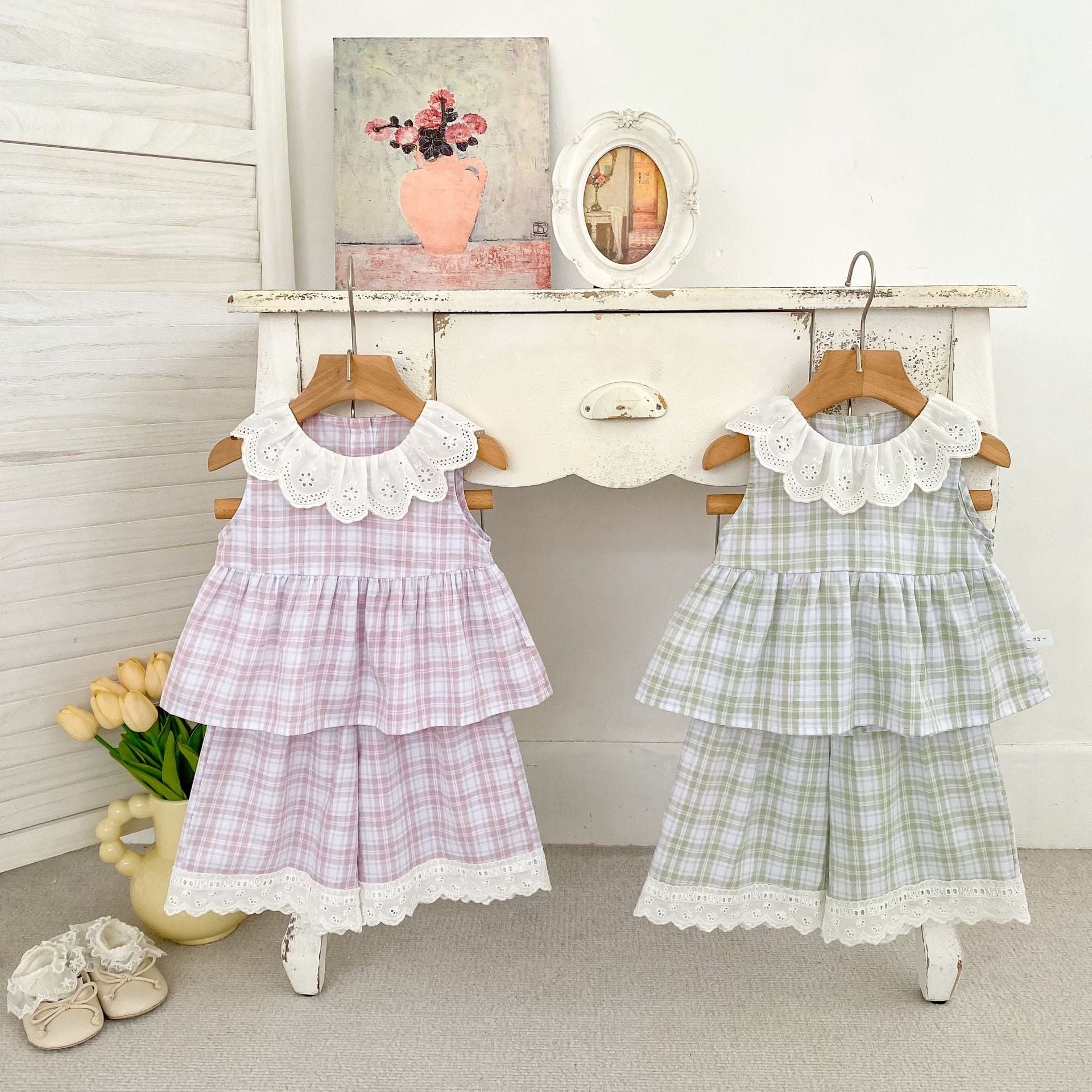 Arrival Summer Baby Kids Girls Sleeveless Plaid Pattern Top and Pants Clothing Set, MyKids-USA®, Baby & Children's Outfits, MyKids-USA -  -  -  -  -  -  - .