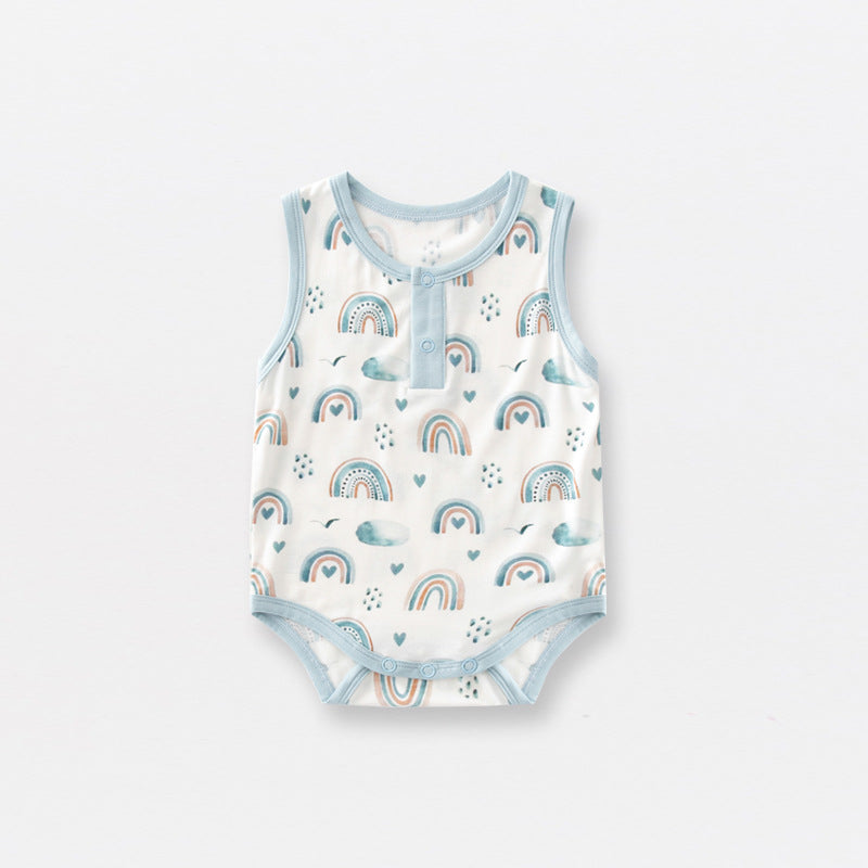 Summer Arrival Baby Sleeveless Floral and Animals Pattern Bodysuits, MyKids-USA®, Baby & Children's One-Pieces, MyKids-USA - Size/Age - 59 (0-3M) - Color - Blue -  -  - TR2605182214-B.