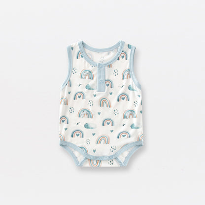 Summer Arrival Baby Sleeveless Floral and Animals Pattern Bodysuits, MyKids-USA®, Baby & Children's One-Pieces, MyKids-USA - Size/Age - 59 (0-3M) - Color - Blue -  -  - TR2605182214-B.