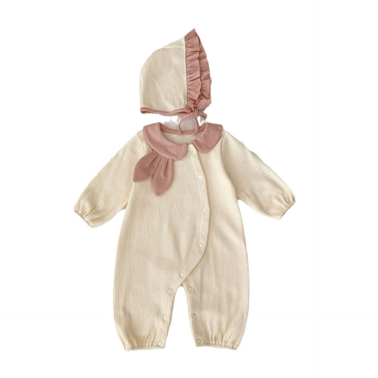 Baby Toddler Girl Rabbit Ears Lapel Long Sleeve With Hat Jumpsuit In Autumn, MyKids-USA®, Baby One-Pieces, MyKids-USA -  -  -  -  -  -  - .