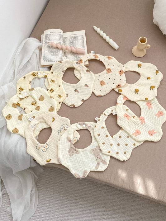 Adorable Cartoon Petal-Shaped Cotton Drool Cloth Muslin Bib, MyKids-USA®, Bibs, MyKids-USA -  -  -  -  -  -  - .