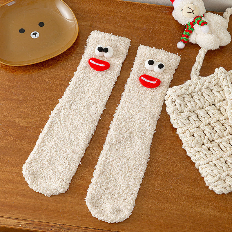 Autumn and Winter Baby Unisex Breathable Cartoon Pattern Warm Fluffy Socks 26cm, MyKids-USA®, Baby & Toddler Socks & Tights, MyKids-USA - Size/Age - Average Size (0-8Y） - Color - Beige -  -  - TR2512301336-B.