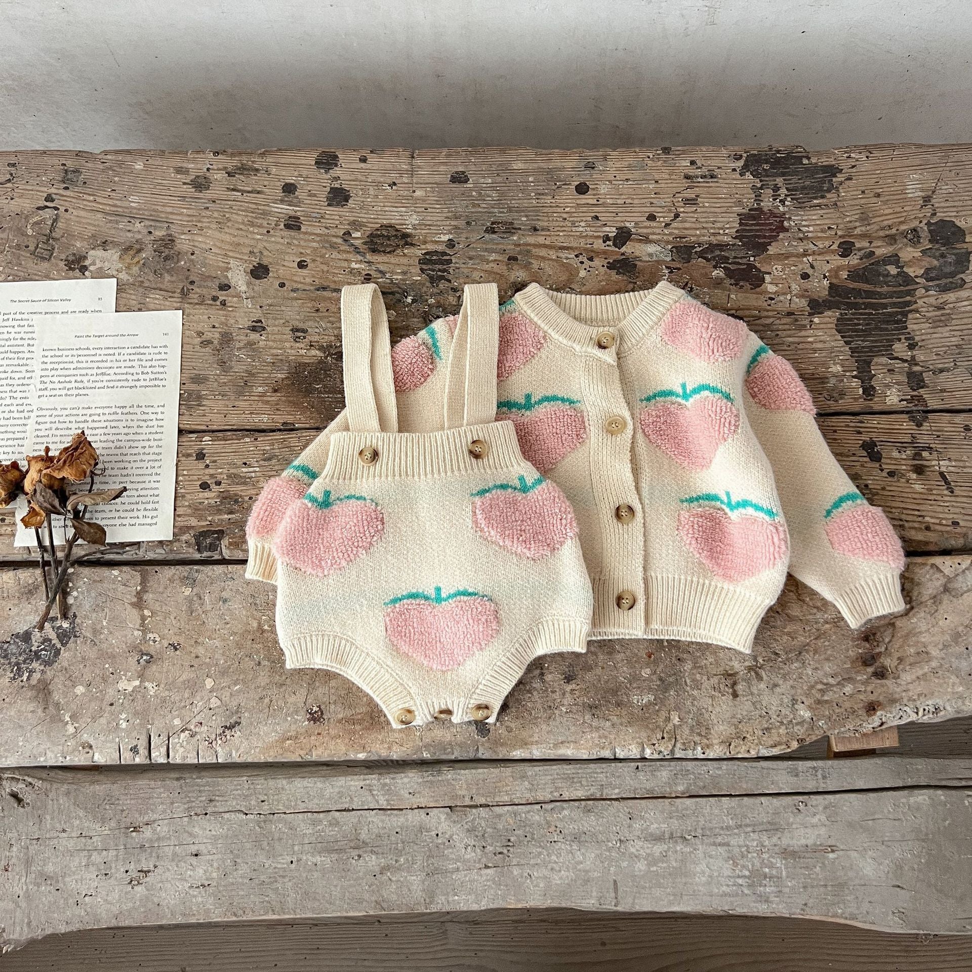 Arrival Baby Girl Peach Embroidery Cardigan Combo Overalls In Sets, MyKids-USA®, Baby & Toddler Outfits, MyKids-USA -  -  -  -  -  -  - 