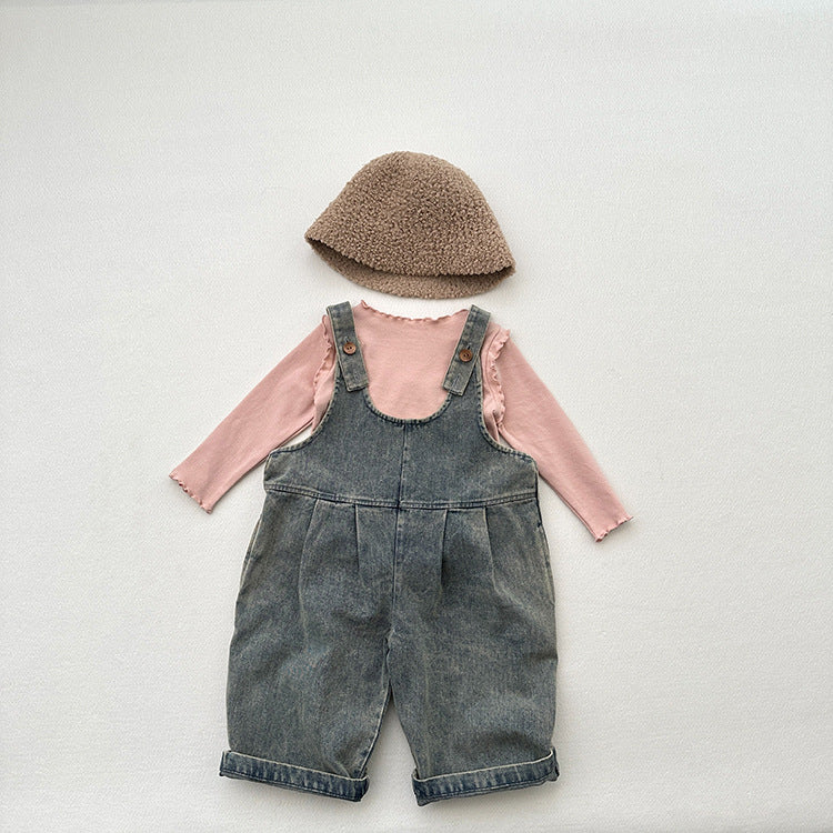 Girls Tops Spring And Autumn Style Children’s Solid Color Long-Sleeved T-Shirts For Girls With Ear-Shaped Inner Bottoming Shirts, MyKids-USA®, Baby & Toddler Tops, MyKids-USA - Size/Age - 80 (9-12M) - Color - Pink -  -  - CH2402081038-E