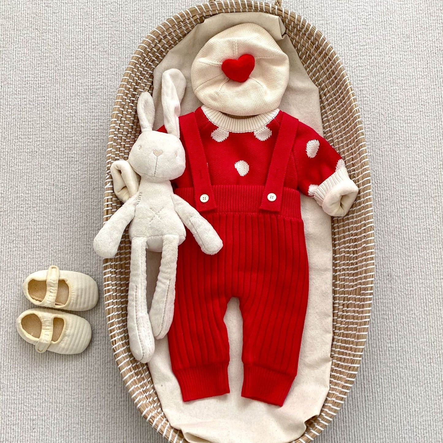 Pompom Design Velvet-In Top Combo Knitwear Pants In Sets, MyKids-USA®, Baby & Toddler Outfits, MyKids-USA - Size/Age - 66 (3-6M) - Color - Red -  -  - SH2311011432-B