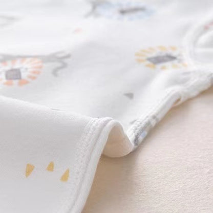 Baby Animal Print & Solid Color Side Belted Design Romper Jumpsuit