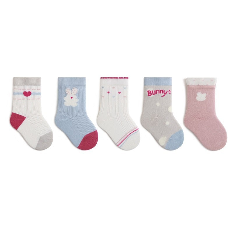 Autumn and Spring Baby Boys and Girls Cute Cartoon and Striped Pattern Socks 1 Lot=5-Pair Set, MyKids-USA®, Baby & Toddler Socks & Tights, MyKids-USA - Size/Age - S (0-1Y) - Color - Purple -  -  - TR2601311047-I.