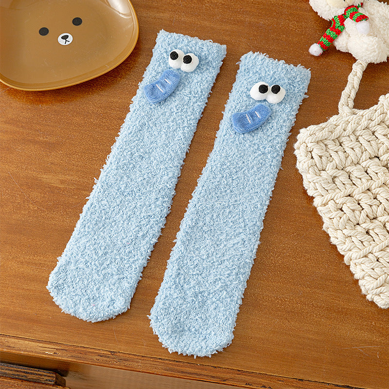 Autumn and Winter Baby Unisex Breathable Cartoon Pattern Warm Fluffy Socks 26cm, MyKids-USA®, Baby & Toddler Socks & Tights, MyKids-USA - Size/Age - Average Size (0-8Y） - Color - Blue -  -  - TR2512301336-C.