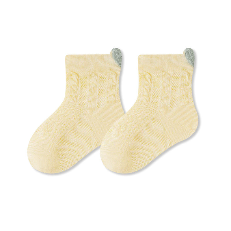 Autumn and Spring Baby Unisex Breathable Hearts Pattern or Solid Color Socks, MyKids-USA®, Baby & Toddler Socks & Tights, MyKids-USA - Size/Age - XS (0-6M) - Color - Yellow -  -  - TR2602031113-K.