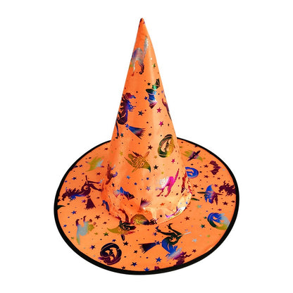 Halloween Bronzed Witch Hats Masquerade Dress Up Decoration, MyKids-USA®, Costume Accessories, MyKids-USA - Size/Age - Kids & Adult (Average Size) - Color - Orange -  -  - JM2206092213-H