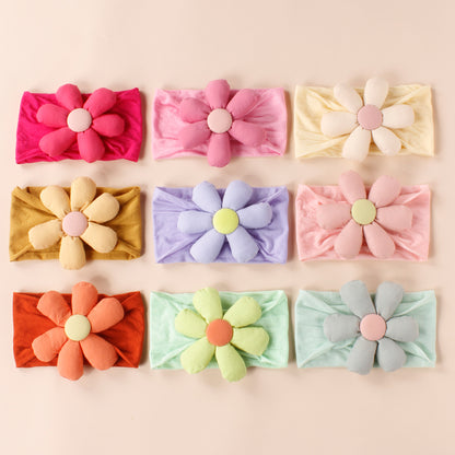 Baby 3D Cotton Filled Flower Patched Design Headbands