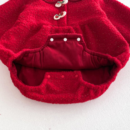 Winter Arrival Baby Girls Cute Cherry Attached Red Long Sleeves Onesies, MyKids-USA®, Baby One-Pieces, MyKids-USA -  -  -  -  -  -  - 