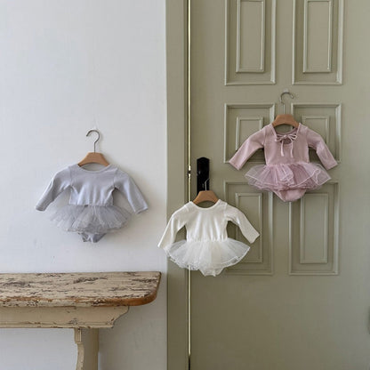 MyKids-USA® Autumn Arrival Baby Kids Girls Long Sleeves Tulle Patchwork Bodysuit Dress