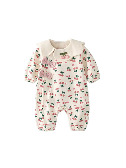 MyKids-USA® Autumn Arrival Baby Girls Long Sleeves Cute Cherry Pattern Rompers