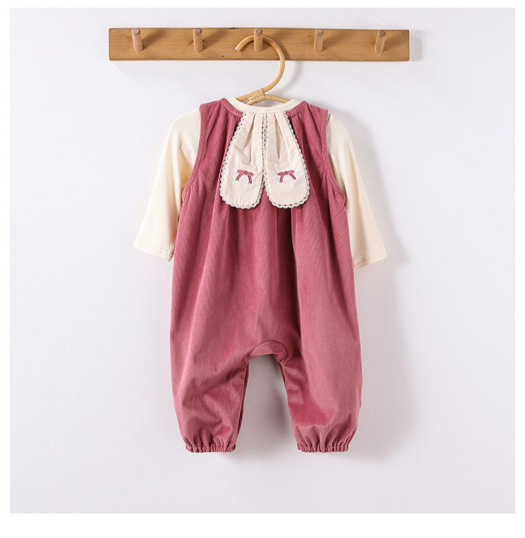 Autumn Baby Kids Girls Cute Rabbit’s Ears Design Crew Neck Top and Overalls Clothing Sets, MyKids-USA®, Baby One-Pieces, MyKids-USA -  -  -  -  -  -  - 