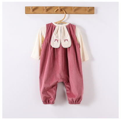 Autumn Baby Kids Girls Cute Rabbit’s Ears Design Crew Neck Top and Overalls Clothing Sets, MyKids-USA®, Baby One-Pieces, MyKids-USA -  -  -  -  -  -  - 