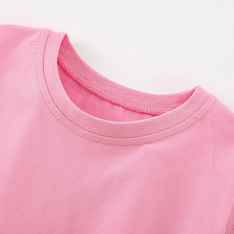 Summer Arrival Girls’ Flowers and Rabbit Pattern Short Sleeves T-shirt in European and American Style, MyKids-USA®, T-Shirts, MyKids-USA -  -  -  -  -  -  - 