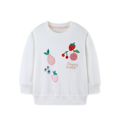 Autumn and Spring Arrival Fruits Cartoon Pattern Long Sleeves Pullover for Stylish Kids