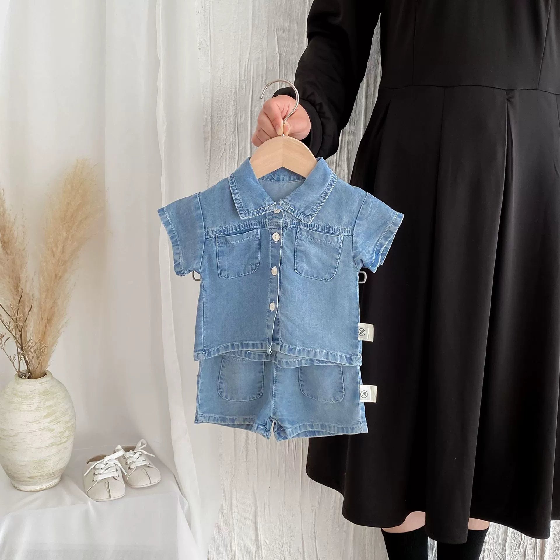 Summer Hot Selling Baby Kids Boys Short Sleeves Denim Single Breasted Top and Shorts Clothing Set, MyKids-USA®, Baby & Toddler Outfits, MyKids-USA - Size/Age - 73 (6-9M) - Color - Blue -  -  - TR2506122038-A