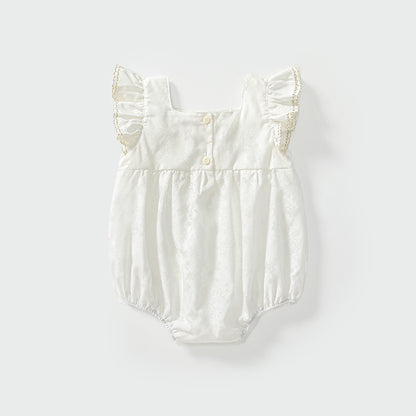 Summer Arrival Baby Girls Fly Sleeves Simple Lace Pattern Onesies, MyKids-USA®, Baby One-Pieces, MyKids-USA -  -  -  -  -  -  - 