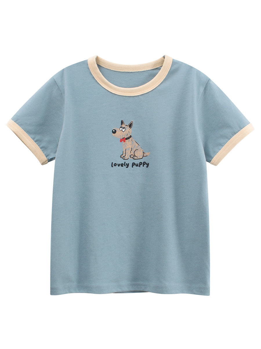 Summer Girls’ Puppy and Letters Pattern T-shirt in European and American Style, MyKids-USA®, T-Shirts, MyKids-USA -  -  -  -  -  -  - .