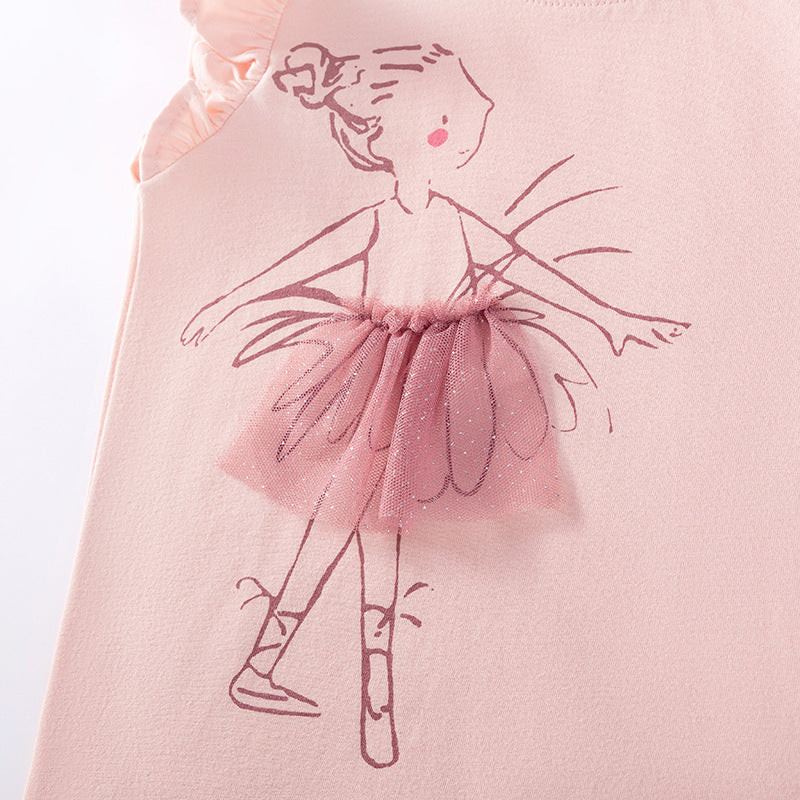 Kids’ Cartoon Pattern Fly Sleeves T-shirt in European and American Style for Girls, MyKids-USA®, Baby & Toddler Tops, MyKids-USA -  -  -  -  -  -  - .